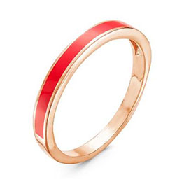 Серебряное кольцо «Классическое» с красной эмалью и позолотой