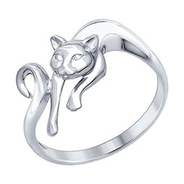 Серебряное кольцо «Кошечка»