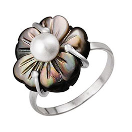 Серебряное кольцо «Аленький цветочек»  с жемчугом