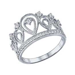 Серебряное кольцо с фианитами «Корона»
