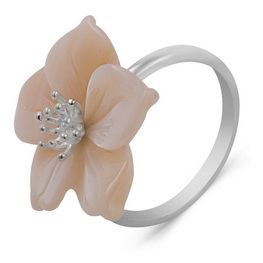Серебряное кольцо "Цветок" с перламутром