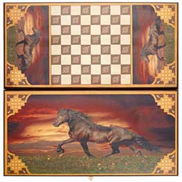 Деревянные нарды и шашки «Лошадь»