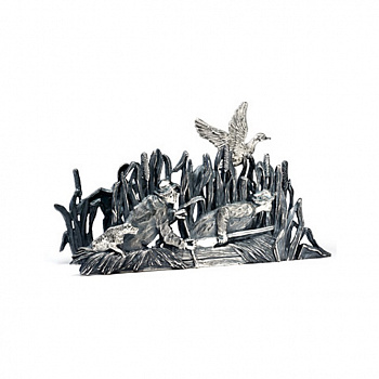 Серебряная салфетница «Охота на уток»