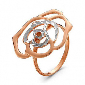 Серебряное кольцо «Роза» с золочением