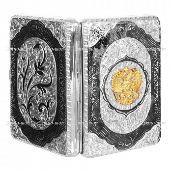 Серебряный портсигар кубачинский «Герб»