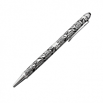 Шариковая ручка с посеребрением "Розы"