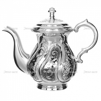 Серебряный заварочный чайник «Резной» с чернью
