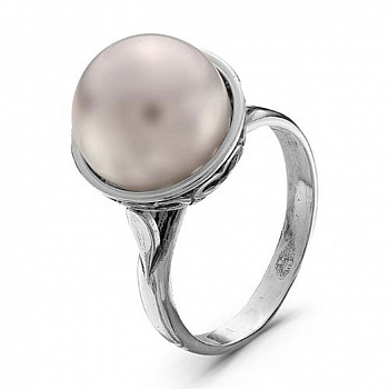 Серебряное кольцо с жемчугом «Дымка» для женщин