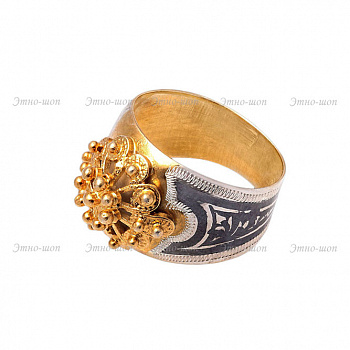 Серебряное кольцо «Золотой павлин»