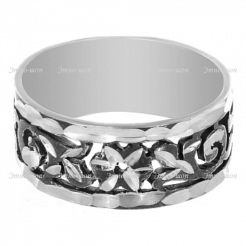 Серебряное кольцо «Цветочное» резное