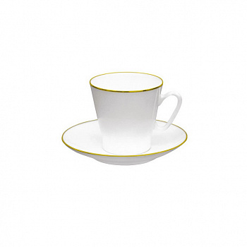 Фарфоровая кофейная чашка с блюдцем «Золотой кант»