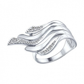 Серебряное кольцо «Волны» с фианитами