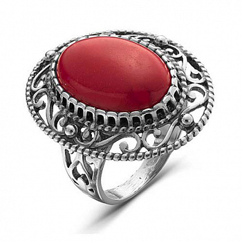 Серебряное кольцо с кораллом «Окулина»