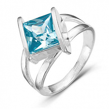 Серебряное кольцо «Грани» с синим фианитом