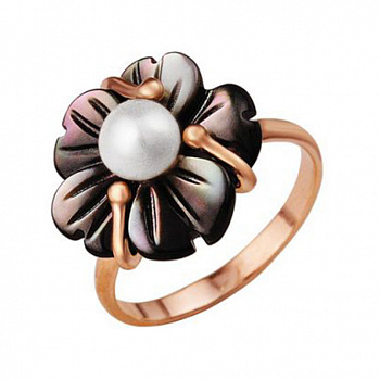 Серебряное кольцо «Аленький цветочек» с жемчугом и перламутром