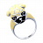 Серебряное кольцо с эмалью и фианитами «Мопс»