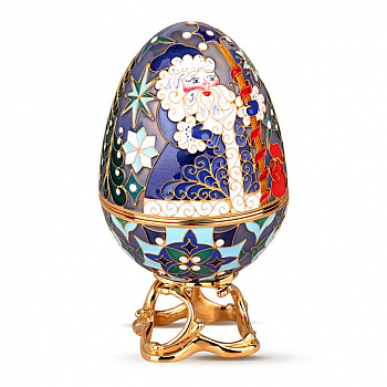 Медная шкатулка-яйцо «Дед Мороз»
