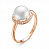 Серебряное кольцо с фианитом и жемчугом «Нежность»