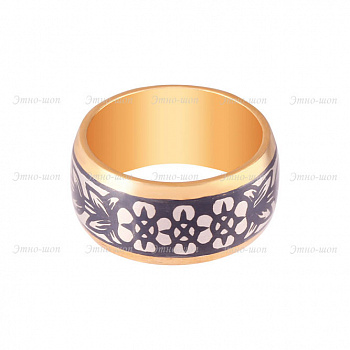Серебряное кольцо с позолотой "Цветы"