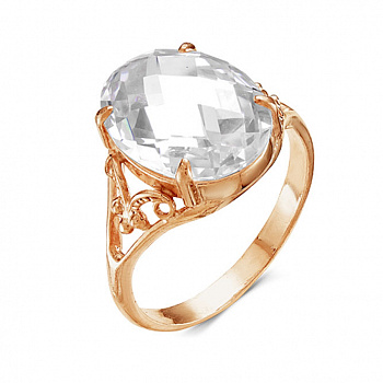 Серебряное кольцо с фианитом и золочением «Морозко»