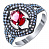 Серебряное кольцо с нано опалом и рубином