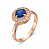 Серебряное кольцо «Марокко» со шпинелью синего цвета и золочением